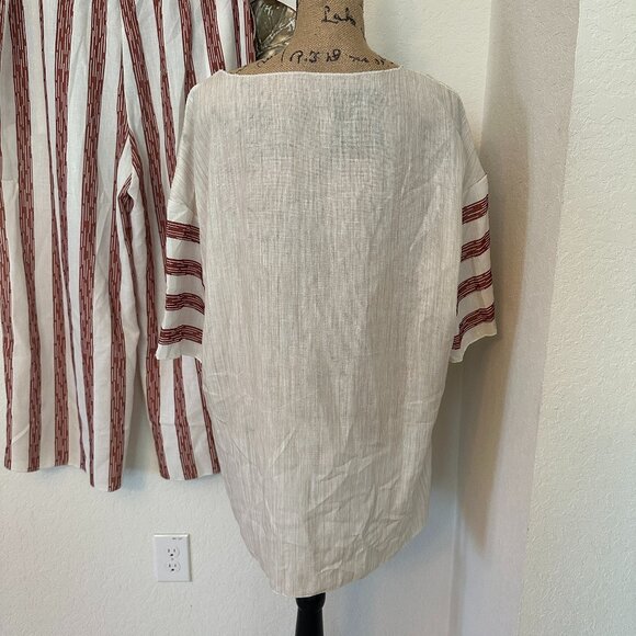 NWOT - Boho Linen Blend 2-Piece Set – Striped Wide-Leg Pants & Tunic Top - Picture 5 of 5